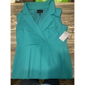 Donna Morgan Dress Size 16 Teal Pleated Sleeveless. NWT. J